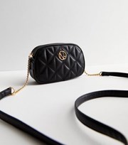 New Look Black Leather-Look Quilted Camera Bag